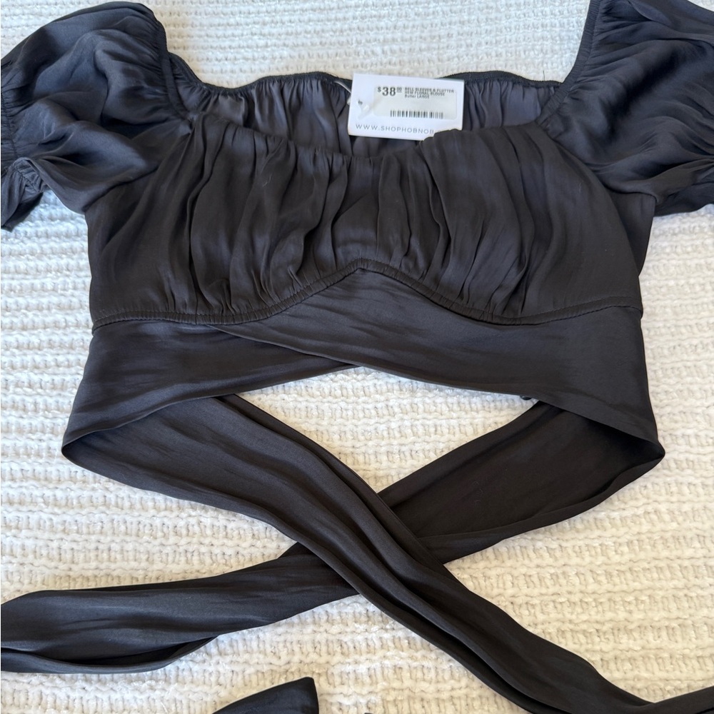 Elegant Black Satin Crop Top